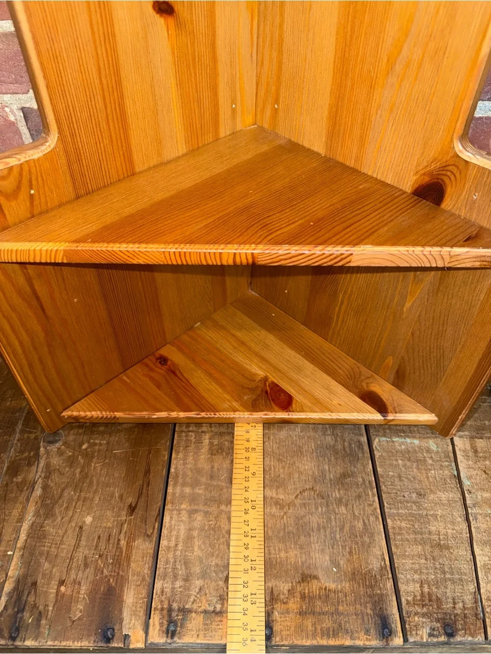 Corner Wall Display Shelf Natural Brown Adjustable Peg Shelves Rustic Farmhouse